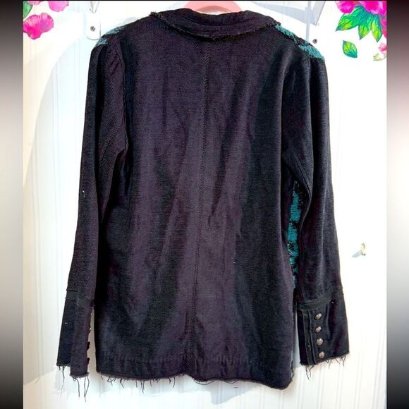 Free People Black and Blue Houndstooth Blazer Sz XS - Picture 6 of 7